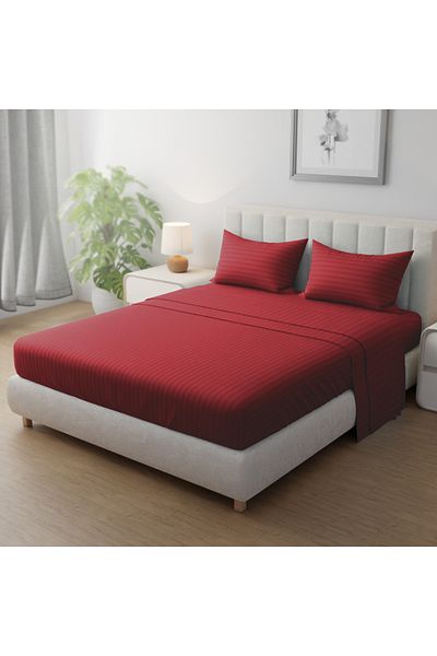 Hotel Linen Klub Single-Striped Fitted Sheet Set - Premium and Durable Quality, Deep Pocket for a Perfect Fit