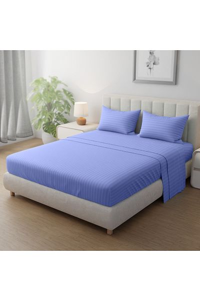Hotel Linen Klub Queen-Striped Fitted Sheet Set - Premium and Durable Quality, Deep Pocket for a Perfect Fit