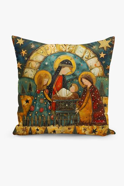 Filamente New Year Christmas Pattern Double Sided Digital Printed Throw Pillow Cover