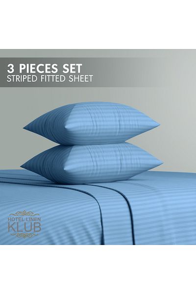 Hotel Linen Klub طقم ملاءات سرير مزدوجة الخطوط - جودة ممتازة ومتينة، جيب عميق لملاءمة مثالية