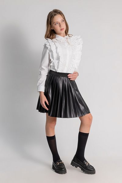 DMB BOYS & GIRLS Çaren Kids- Faux Leather Pleated Skirt