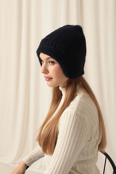 Lukas Women's Navy Blue Beret with Ear Closer