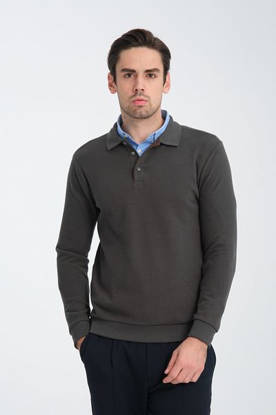 Frappoli Ανδρικό φούτερ με κανονική εφαρμογή Polo Collar Basic