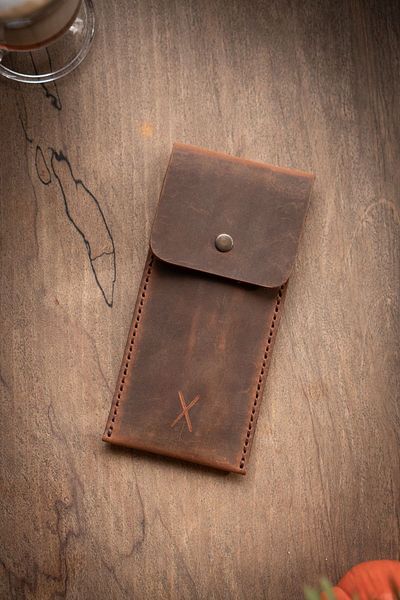 minimal X design Suport pentru stilou din piele Minimal X - Maro - Piele autentică și lucrat manual - Design minimalist simplu și elegant
