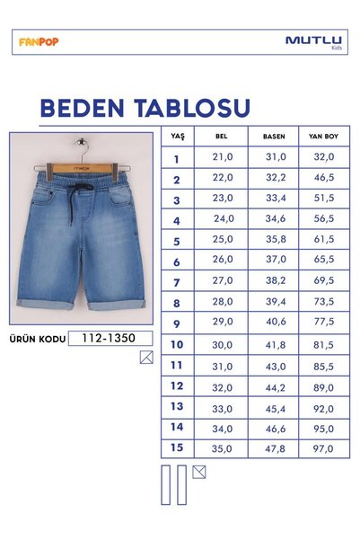 Mutlu Kids Beli Lastikli Erkek Çocuk Kot Kapri Şort