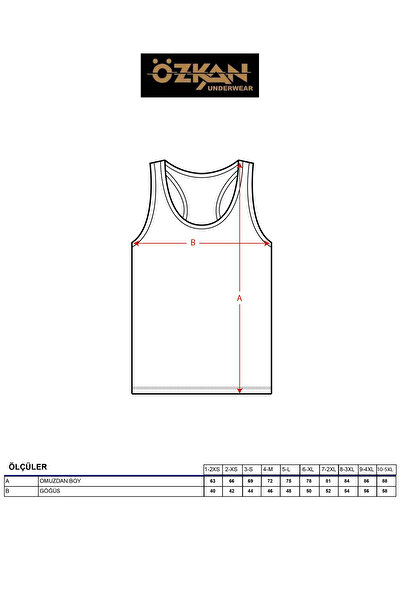 ÖZKAN underwear 0058 Men's 100% Cotton Combed Flexible Comfortable Back Cross Sports Rambo Undershirt