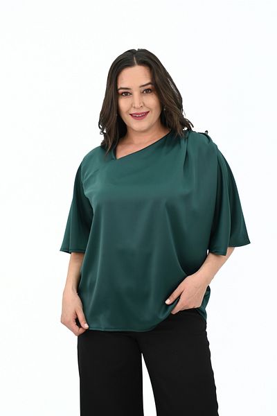 Koza Butik Women's Plus Size Metal Button Detail Blouse 1862-25