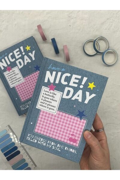 Kağıt Gemi Dükkan Nice Day Kot Desenli Renkli Özel Tasarımlı Ajanda /scrapbook/notebook/bullet Journal