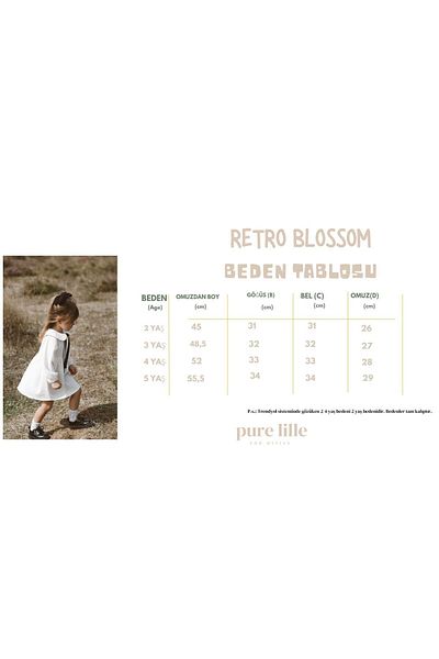 Pure Lille Peter Pan Collar Black Ribbon Detailed Retro Girl's Dress - 100% Organic Muslin Fabric