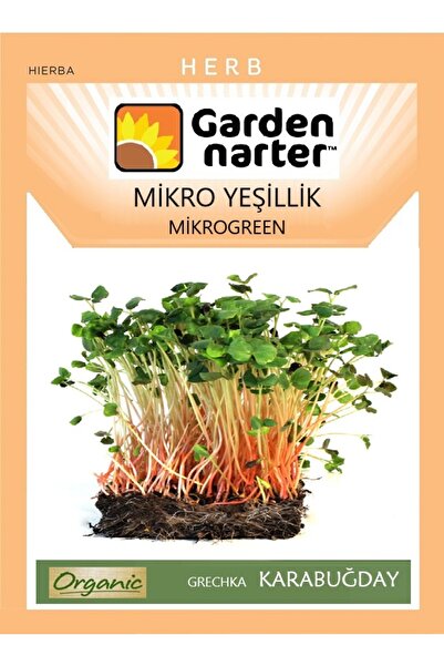 GARDEN NARTER Mikro Yeşillik Için Micro Organik Greçka Kara Buğday Tohumu Mikro Filiz Tohumu 50 gr 1400 Tohum