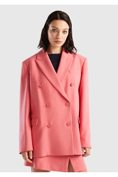 United Colors of Benetton Women's dusty rose Double-Breasted jacket