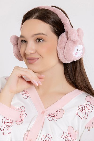Ecrou Pink Rabbit-Carrot Patterned Earmuffs