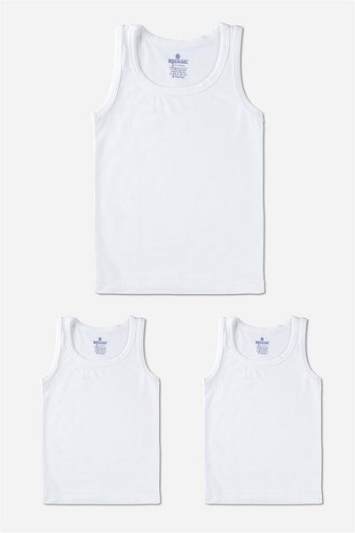 BAYKAR White Lycra Oval Collar Undershirt for Boy - Pack of 3