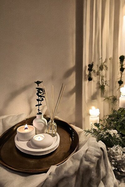 tambana Beyaz Sunumluk Takı Tabağı Dekoratif Tepsi Obje Seti 4 Parça Model 1049