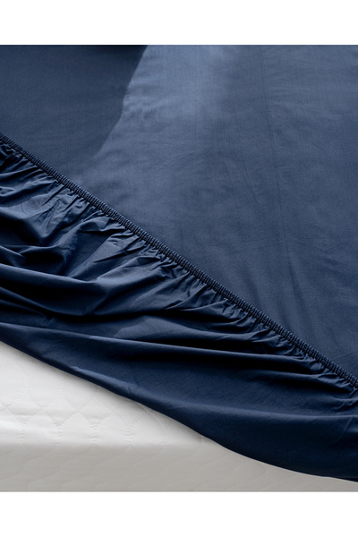 Madame Coco Manon Double 100% Cotton Ranforce Fitted Sheet - Navy Blue