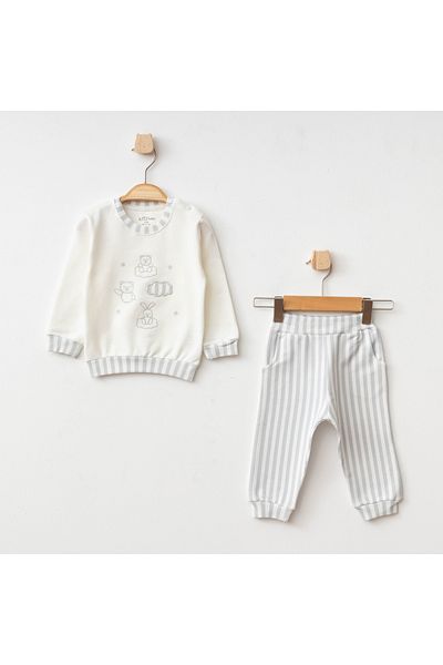 Aziz Bebe Cloud Bear Patterned 2-Piece Baby Set 3 Months - 36 Months