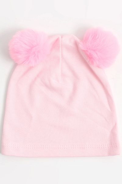 LOGO AKSESUAR Baby Girl Pompom 3-Piece Cotton Beret