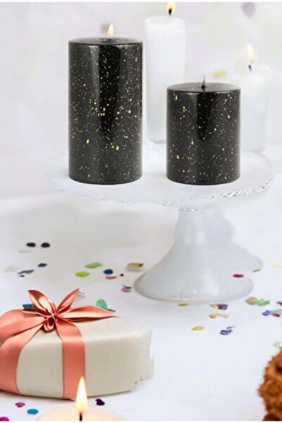ÇEÇEN HOME (2 Adet) DEKORATİF SİMLİ SİLİNDİR MUM SETİ (6-11 cm)