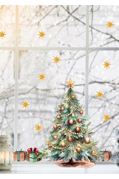 WALLHUMAN Yılbaşı-Noel Ağacı Çocuk Bebek Odası Sticker Seti , Yılbaşı Süsü Ye...