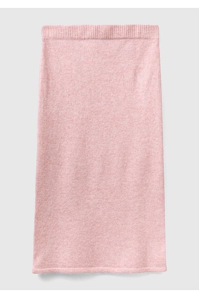 United Colors of Benetton Fusta de tricotaje de lungime midi cu logo Dusty Rose pentru femei