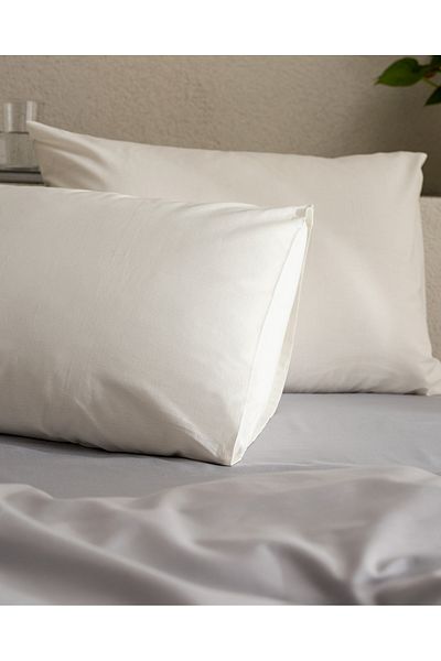 Madame Coco Manon 100% Cotton Ranforce Plain Set of 2 Pillowcases - Ecru