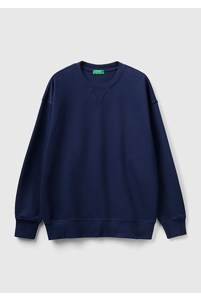 United Colors of Benetton Мъжки тъмносин суитшърт с кръгло деколте, 100% памук