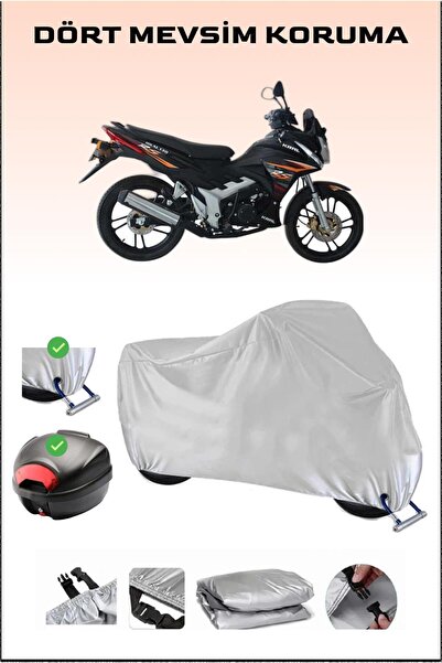 Breen King Motor KR-130-16 مشمع دراجة نارية رمادي - حقيبة خلفية وقفل متوافق، آمن
