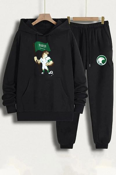 Pisa Art Saudi Arabia Fan National Team Special Design Hooded Sweatshirt & Sweatpants 2-Piece Combination