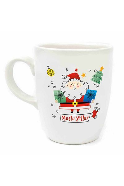 PALTO TASARIM Happy Birthday Cream Oval Mug No:10-Christmas Gift Mug