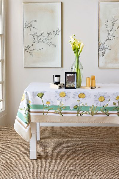 Marielouhome Cotton Waterproof Daisy Tablecloth 140X140
