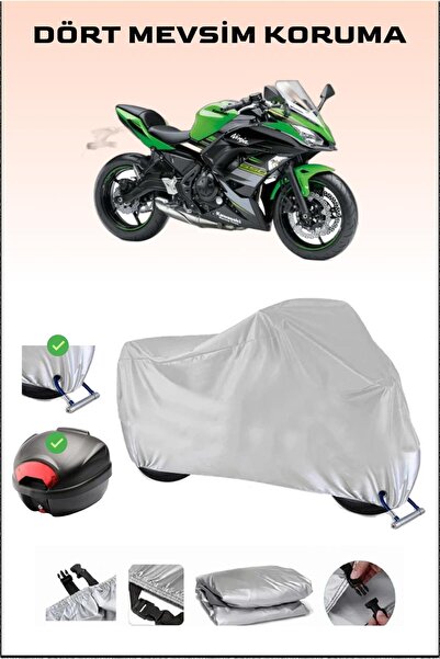 Breen إصدار Kawasaki Ninja 650 KRT - مشمع دراجة نارية رمادي، حقيبة خلفية وقفل...