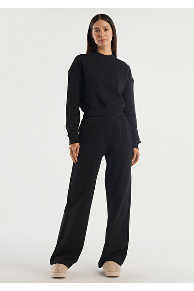 United Colors of Benetton Hanorac negru din bumbac pentru femei - Potrivire c...