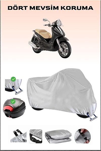 Breen Piaggio Beverly 500 - Gray Motorcycle Tarpaulin, Rear Bag and Lock Comp...