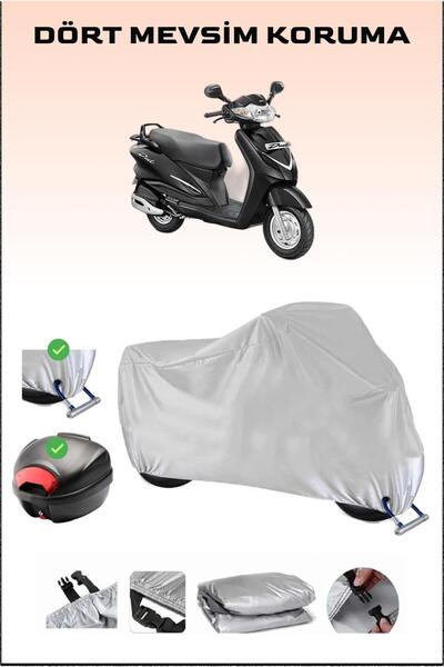 Breen Hero Duet VX 110 - مشمع دراجة نارية رمادي، حقيبة خلفية وقفل متوافق، آمن