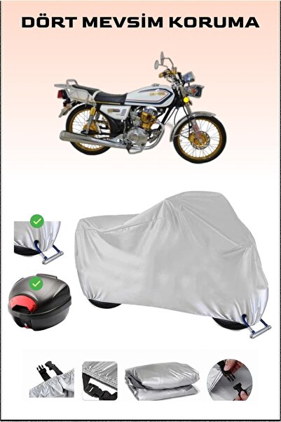 Breen Kuba Cheetah 100R Gold - مشمع دراجة نارية رمادي، حقيبة خلفية وقفل متواف...