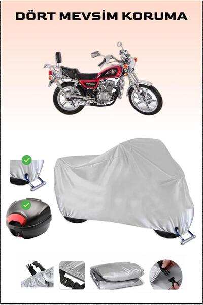 Breen Falcon Comfort 180 - مشمع دراجة نارية رمادي، حقيبة خلفية وقفل متوافق، آمن