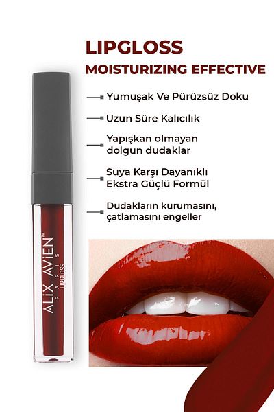 Alix Avien Lipgloss 06 Juicy Cherry - Moisturizing Lip Gloss That Lasts Long, No Sticky Feel