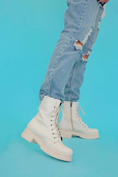 Stil Durağı Ginny Model 3 Cm Tabanlı Yeni Sezon Postal Bot Krem