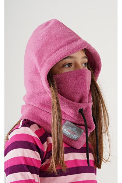 Cosy Club Shop Kız Çocuk Fuşya Polar Balaklava Bere Sıcak Tutan Kar Maskesi Boyunluk Şapka Atkı