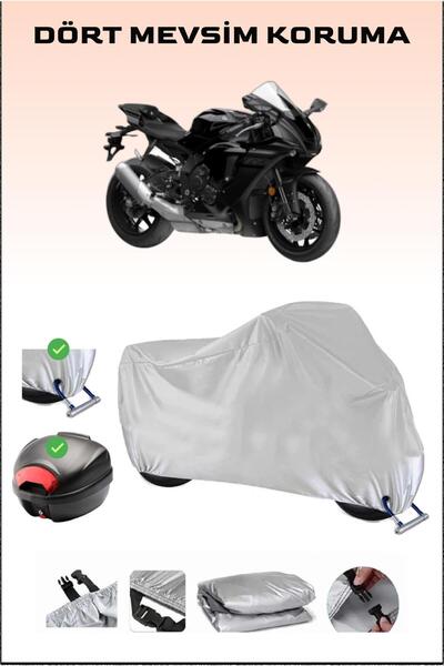 Breen Yamaha YZF R1 - مشمع دراجة نارية رمادي، حقيبة خلفية وقفل متوافق، آمن