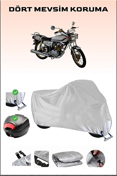 Breen Kuba Cheetah 150R Gold - مشمع دراجة نارية رمادي، حقيبة خلفية وقفل متواف...