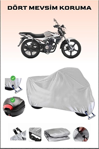Breen RKS RK125-R مشمع دراجة نارية رمادي - حقيبة خلفية وقفل متوافق، آمن