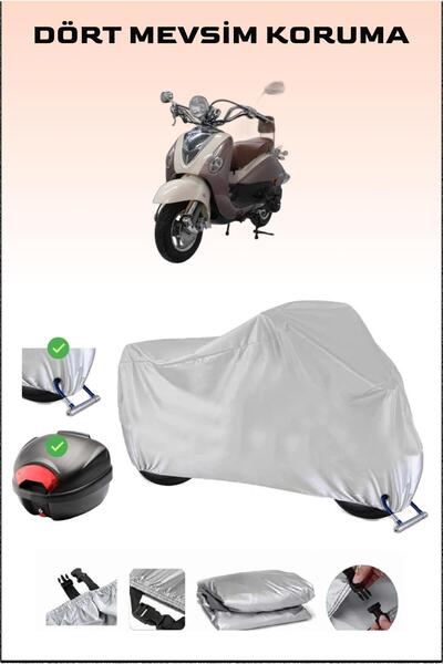 Breen Mondial 125 ZNU - مشمع دراجة نارية رمادي، حقيبة i وقفل متوافق، آمن