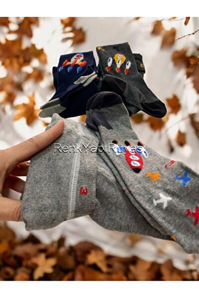 RENK YAPI RÜYASI 6 Adet Pamuklu Erkek Çocuk Külotlu Çorap Çocuk Kilotlu Çorap