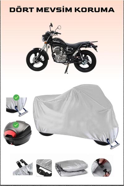 Breen Mondial 125 Vulture - مشمع دراجة نارية داخلي رمادي، حقيبة خلفية وقفل مت...