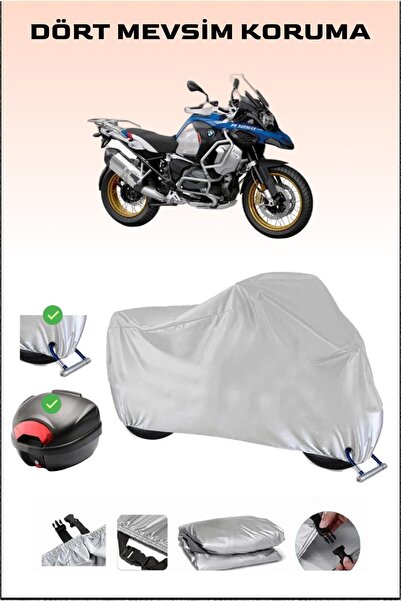 Breen BMW R 1250 GS Adventure - حقيبة خلفية رمادية وقماش مشمع للدراجات الناري...