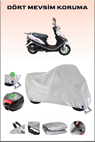 Breen Kuba Fighter 80 - مشمع دراجة نارية رمادي، حقيبة خلفية وقفل متوافق، آمن