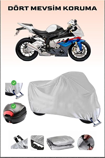 Breen BMW S 1000 RR HP - مشمع دراجة نارية رمادي، حقيبة خلفية وقفل متوافق، آمن