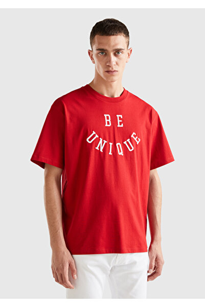 United Colors of Benetton Tricou pentru bărbați Cherry Rot 100% Koton cu impr...