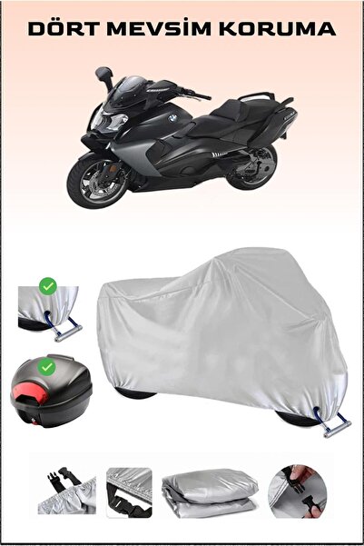 Breen Gray Motorcycle Tarpaulin for Bmw C 650 Gt - Rear Bag and Lock Compatib...